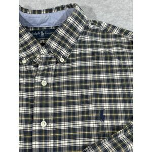 Ralph Lauren Mens Shirt XXL Custom  Fit  Shirt‎ Green Plaid Long Sleeve